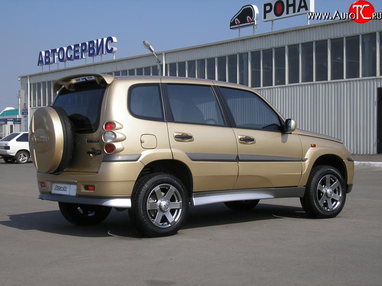 709 р. Комплект верхних накладок на задний бампер Атака Chevrolet Niva 2123 дорестайлинг (2002-2008) (Неокрашенная)  с доставкой в г. Белгород