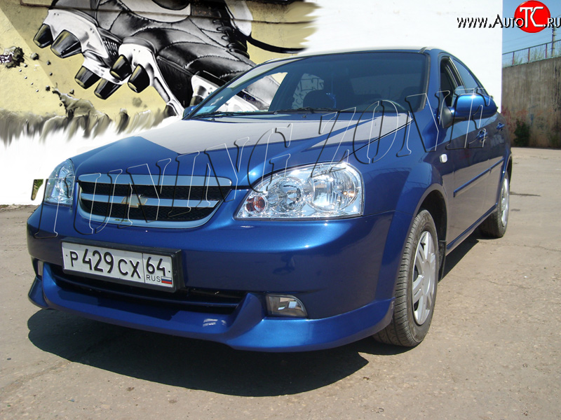 2 399 р. Накладка переднего бампера Tuning Zone Chevrolet Lacetti седан (2002-2013) (Неокрашенная)  с доставкой в г. Белгород