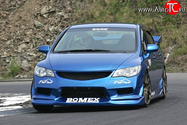 9 499 р. Передний бампер Bomex Style Honda Civic FD седан дорестайлинг (2005-2008) (Неокрашенный)  с доставкой в г. Белгород