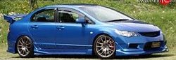 5 899 р. Пороги накладки Bomex Style Honda Civic FD седан дорестайлинг (2005-2008) (Неокрашенные)  с доставкой в г. Белгород. Увеличить фотографию 2