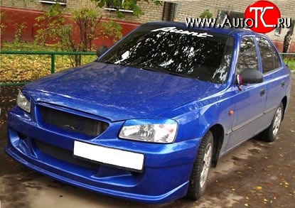 7 499 р. Передний бампер ATH New Hyundai Accent 2 LC седан дорестайлинг (ТагАЗ) (1999-2012) (Неокрашенный)  с доставкой в г. Белгород