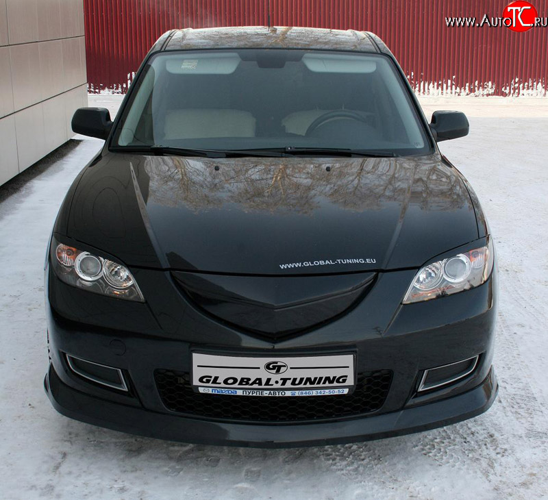 4 849 р. Накладка переднего бампера Global-Tuning Mazda 3/Axela BK дорестайлинг седан (2003-2006) (Неокрашенная)  с доставкой в г. Белгород
