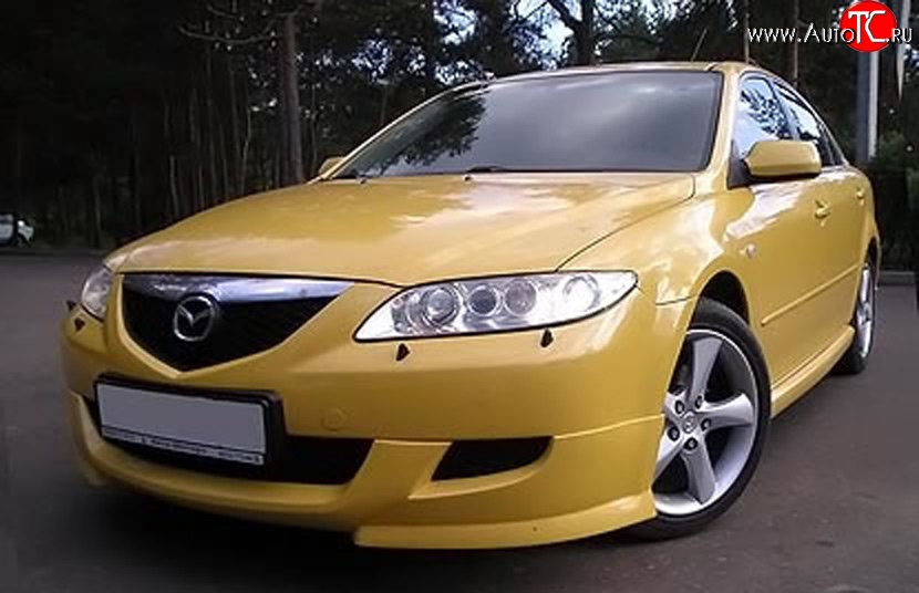 7 349 р. Накладка переднего бампера AERO Mazda 6 GG седан дорестайлинг (2002-2005) (Неокрашенная)  с доставкой в г. Белгород