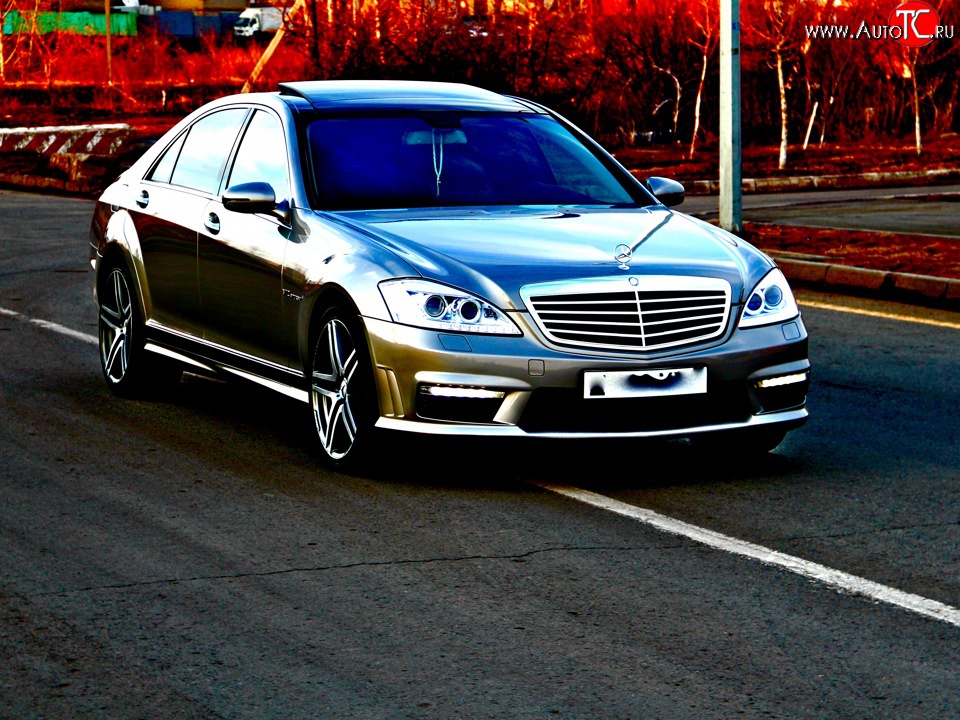 8 649 р. Передний бампер AMG Mercedes-Benz S class 5 W221 седан дорестайлинг (2005-2009) (Неокрашенный)  с доставкой в г. Белгород