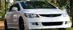 5 639 р. Накладка переднего бампера Mugen Style Honda Civic FD седан дорестайлинг (2005-2008) (Неокрашенная)  с доставкой в г. Белгород. Увеличить фотографию 3