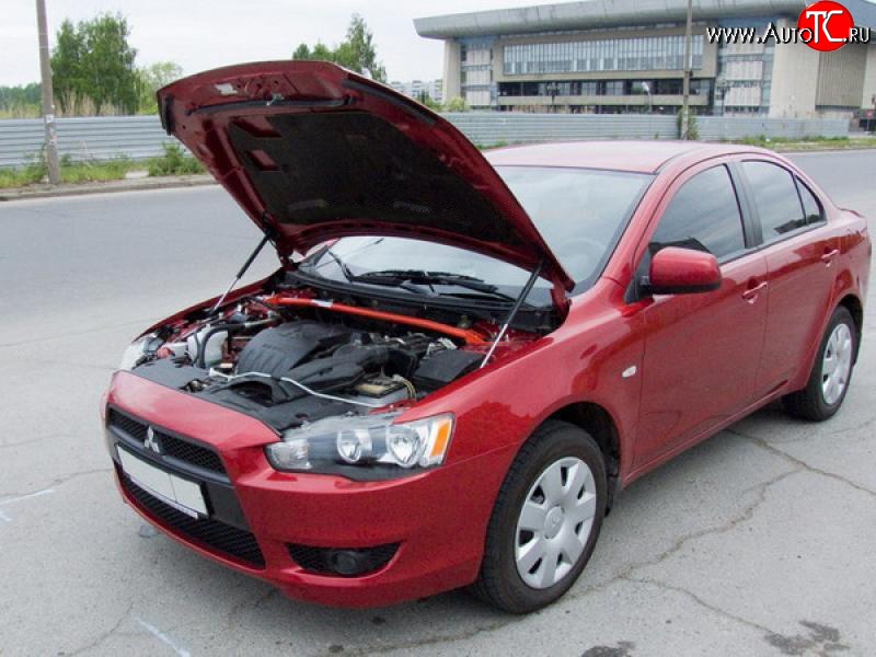 2 449 р. Упоры капота Sport Mitsubishi Lancer 10 CY седан дорестайлинг (2007-2010)  с доставкой в г. Белгород