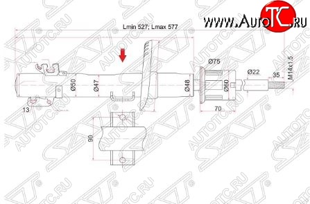 3 689 р. Амортизатор передний SAT (LH=RH) Volkswagen Polo 9N1 хэтчбэк 5 дв. дорестайлинг (2001-2005)  с доставкой в г. Белгород