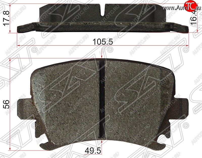 689 р. Задние тормозные колодки SAT (дисковые)  Audi A3 ( 8P1 хэтчбэк 3 дв.,  8PA хэтчбэк 5 дв.) (2003-2013) дорестайлинг, 1-ый рестайлинг, 2-ой рестайлинг, 3 рестайлинг, 3-ий рестайлинг  с доставкой в г. Белгород