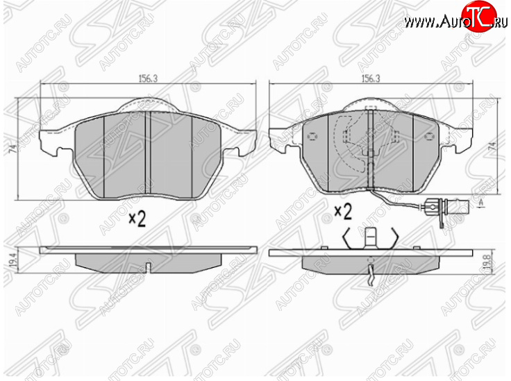1 329 р. Комплект тормозных колодок SAT (передние) Volkswagen Passat B6 седан (2005-2011)  с доставкой в г. Белгород