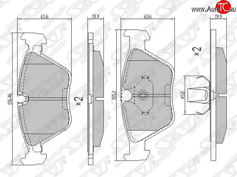 1 129 р. Колодки тормозные SAT (передние, Китай) BMW 1 серия E82 купе 1-ый рестайлинг (2007-2011)  с доставкой в г. Белгород