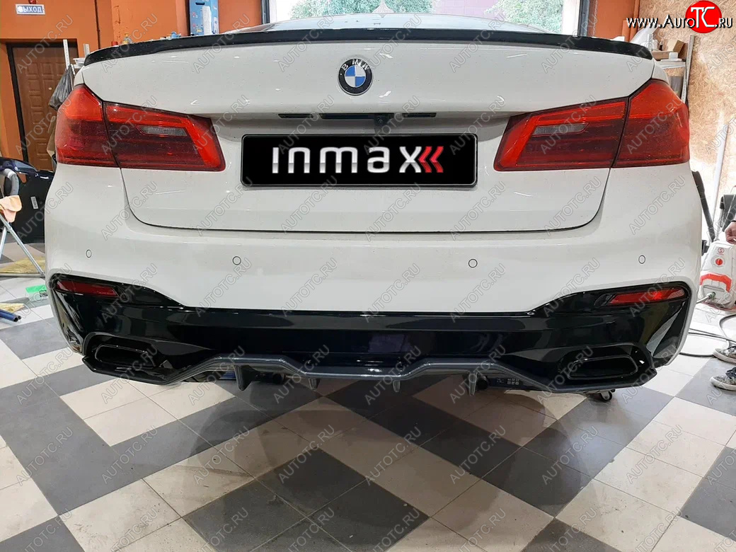 11 999 р. Диффузор заднего бампера М-Perfomance (4 клыка) Inmax  BMW 5 серия  G30 (2016-2020) дорестайлинг, седан (неокрашенный)  с доставкой в г. Белгород