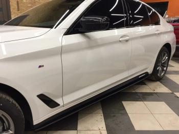 10 499 р. Пластиковые накладки под пороги M-порогов BMW 5 серия G30 дорестайлинг, седан (2016-2020) (черный глянец)  с доставкой в г. Белгород. Увеличить фотографию 6