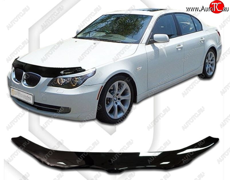2 159 р. Дефлектор капота CA-Plastic BMW 5 серия E60 седан дорестайлинг (2003-2007) (Classic черный, Без надписи)  с доставкой в г. Белгород