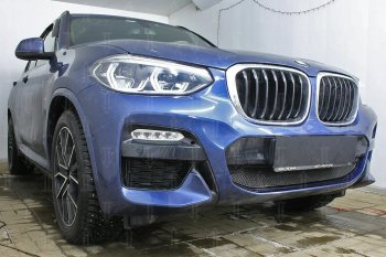 4 099 р. Защитная сетка радиатора в бампер Стрелка 11 Премиум (алюминий, 2.0i /2.0d/3.0d, AT, Base) BMW X3 G01 дорестайлинг (2017-2021) (Цвет: черный)  с доставкой в г. Белгород. Увеличить фотографию 2