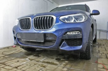 62 999 р. Защитная сетка радиатора в бампер (алюминий/пластик, 2.0i /2.0d/3.0d, AT, Base) Стрелка 11 Стандарт BMW X3 G01 дорестайлинг (2017-2021) (Цвет: черный, без зимней заглушки)  с доставкой в г. Белгород. Увеличить фотографию 3