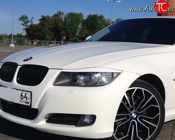 979 р. Комплект ресничек на фары M-VRS BMW 3 серия E90 седан дорестайлинг (2004-2008) (Без отверстий под светодиоды, Неокрашенные)  с доставкой в г. Белгород
