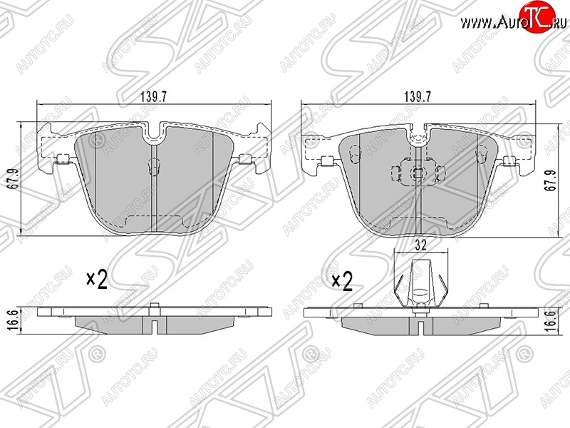 879 р. Колодки тормозные SAT (задние) BMW 3 серия E90 седан дорестайлинг (2004-2008)  с доставкой в г. Белгород
