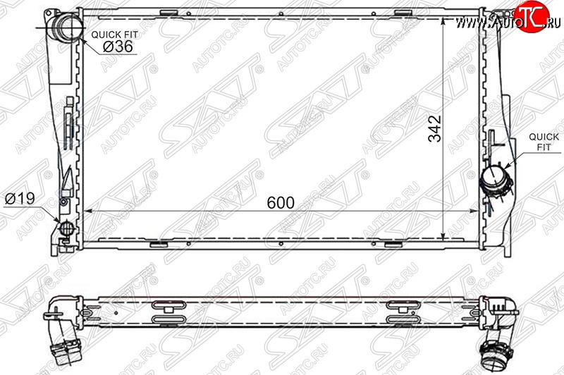 5 499 р. Радиатор двигателя SAT BMW 3 серия E90 седан дорестайлинг (2004-2008)  с доставкой в г. Белгород