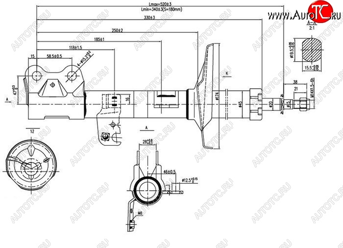 3 599 р. Левый амортизатор передний SAT BYD F3 седан (2005-2014)  с доставкой в г. Белгород