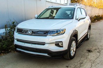 Защита переднего бампера Slitkoff (d42 мм) Changan CS35 Plus (2018-2022) дорестайлинг (Сталь с полимерным покрытием. Цвет: чёрный)