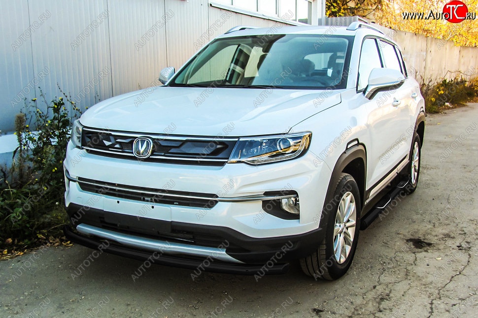 8 249 р. Защита переднего бампера Slitkoff (d57) Changan CS35 Plus дорестайлинг (2018-2022) (Сталь с полимерным покрытием. Цвет: чёрный)  с доставкой в г. Белгород