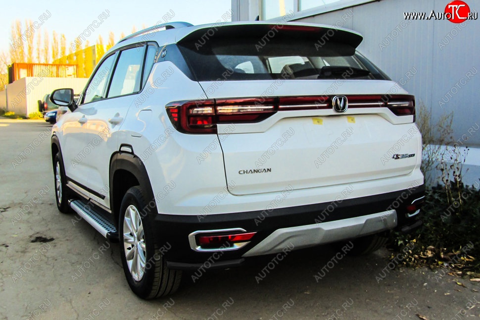 6 499 р. Защита заднего бампера Slitkoff (уголки из 1 трубы d42 мм) Changan CS35 Plus дорестайлинг (2018-2022) (Сталь с полимерным покрытием. Цвет: чёрный)  с доставкой в г. Белгород
