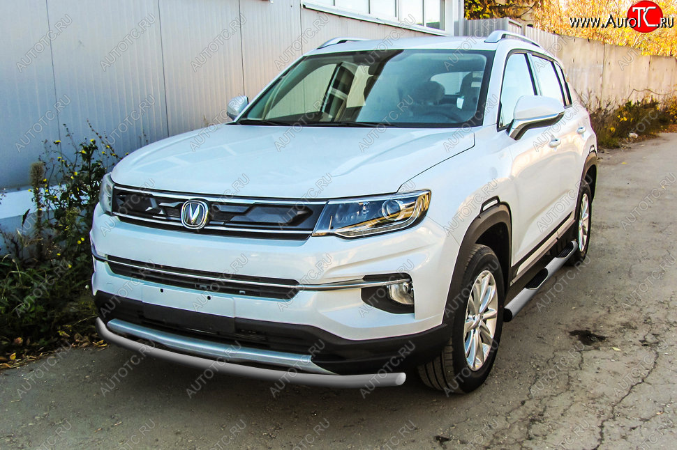 7 599 р. Защита переднего бампера Slitkoff (Ø 42 мм). Changan CS35 Plus дорестайлинг (2018-2022) (Сталь окрашенная в цвет: серебристый)  с доставкой в г. Белгород