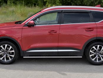 23 749 р. Защита порогов (Ø75х42 мм, с проступью) Russtal Chery Tiggo 7 PRO (2019-2025)  с доставкой в г. Белгород. Увеличить фотографию 2