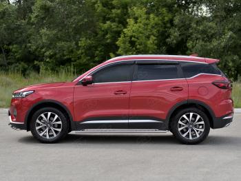 23 749 р. Защита порогов (Ø75х42 мм, с проступью) Russtal Chery Tiggo 7 PRO (2019-2025)  с доставкой в г. Белгород. Увеличить фотографию 3