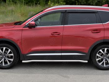 17 499 р. Защита порогов SLITKOFF (Ø63 мм, нержавейка) SLITKOFF Chery Tiggo 7 PRO (2019-2025) (круглые торцы)  с доставкой в г. Белгород. Увеличить фотографию 2