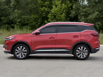 17 499 р. Защита порогов SLITKOFF (Ø63 мм, нержавейка) SLITKOFF Chery Tiggo 7 PRO (2019-2025) (круглые торцы)  с доставкой в г. Белгород. Увеличить фотографию 3