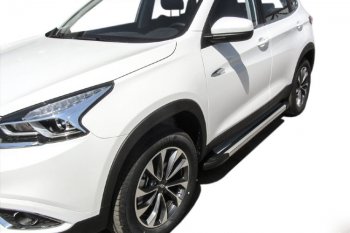 10 699 р. Пороги алюминиевые Slitkoff Chery Tiggo 7 PRO (2019-2025) (Luxe Silver)  с доставкой в г. Белгород. Увеличить фотографию 3