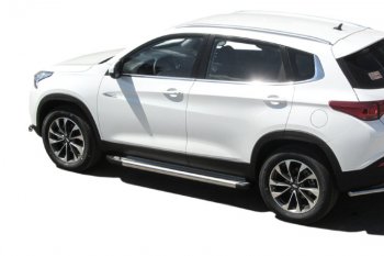 10 699 р. Пороги алюминиевые Slitkoff Chery Tiggo 7 PRO (2019-2025) (Luxe Silver)  с доставкой в г. Белгород. Увеличить фотографию 2