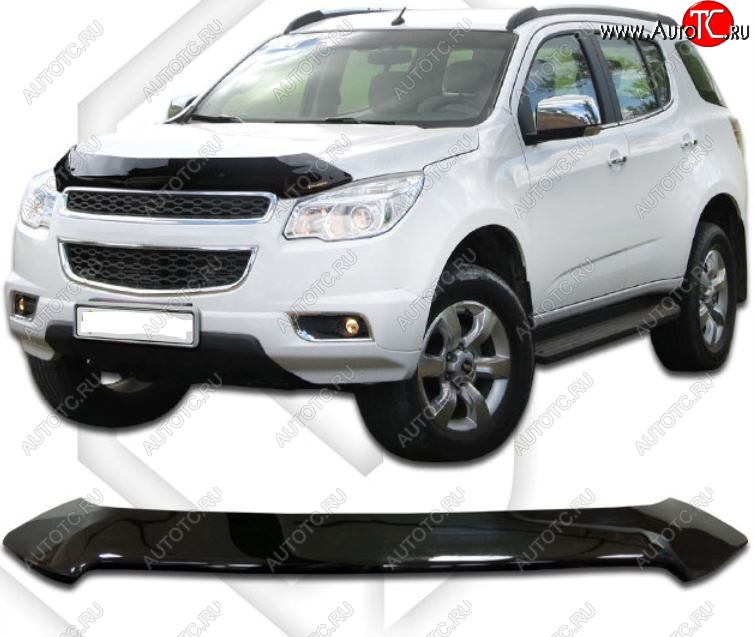 2 079 р. Дефлектор капота CA-Plastiс Chevrolet Trailblazer GM800 дорестайлинг (2012-2016) (Classic черный, Без надписи)  с доставкой в г. Белгород