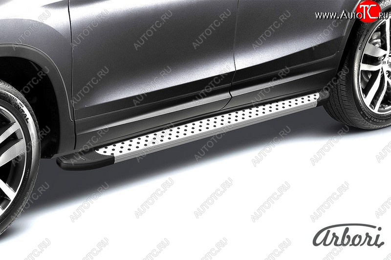 13 499 р. Порожки для ног Arbori Standart Silver Chevrolet Trailblazer GM800 дорестайлинг (2012-2016)  с доставкой в г. Белгород