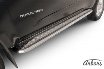 Порожки для ног Arbori (нержавейка, алюминий, d57) Chevrolet Trailblazer  GM800 (2012-2016) дорестайлинг