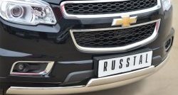 21 999 р. Защита переднего бампера (2 трубыØ75х42 мм, нержавейка) Russtal Chevrolet Trailblazer GM800 дорестайлинг (2012-2016)  с доставкой в г. Белгород. Увеличить фотографию 2
