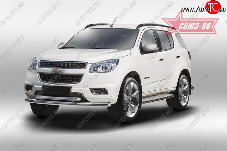 24 659 р. Защита переднего бампера двойная Souz-96 (d76/60) Chevrolet Trailblazer GM800 дорестайлинг (2012-2016)  с доставкой в г. Белгород
