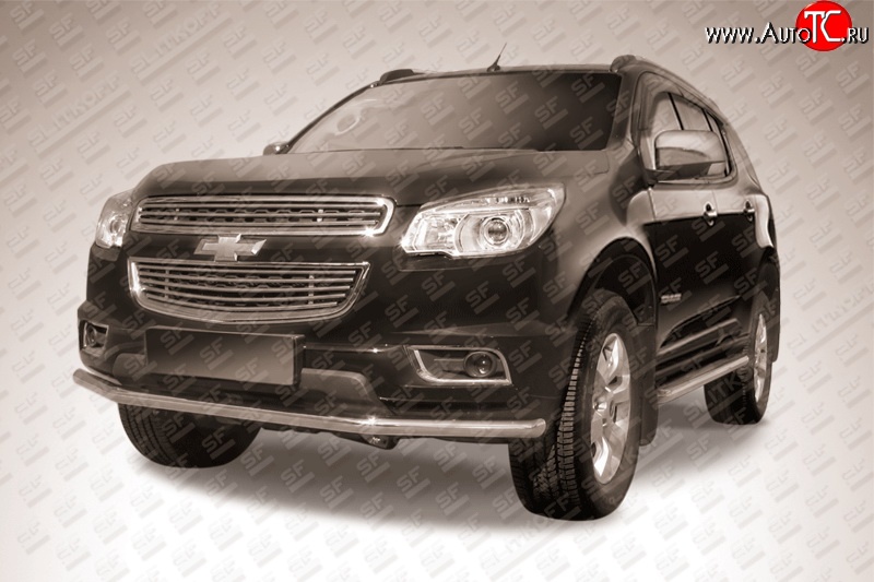 12 299 р. Одинарная защита переднего бампера из трубы диаметром 57 мм Slitkoff Chevrolet Trailblazer GM800 дорестайлинг (2012-2016) (Нержавейка, Полированная)  с доставкой в г. Белгород