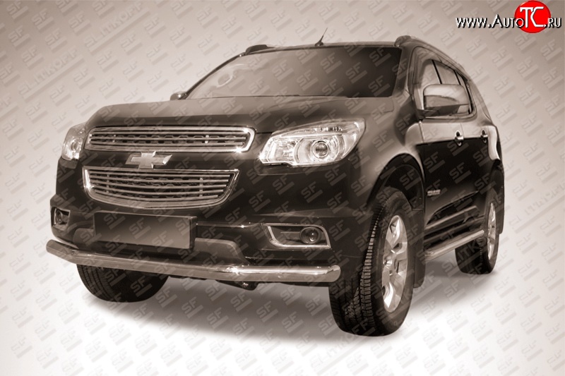 14 999 р. Одинарная защита переднего бампера диаметром 76 мм Slitkoff Chevrolet Trailblazer GM800 дорестайлинг (2012-2016) (Нержавейка, Полированная)  с доставкой в г. Белгород