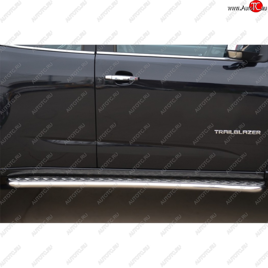 24 649 р. Широкая защита порогов с трубой d42 мм SLITKOFF v2 Chevrolet Trailblazer GM800 дорестайлинг (2012-2016)  с доставкой в г. Белгород