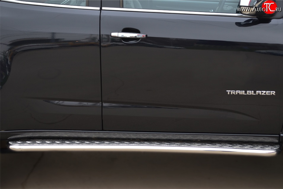 24 649 р. Широкая защита порогов SLITKOFF Chevrolet Trailblazer GM800 дорестайлинг (2012-2016)  с доставкой в г. Белгород