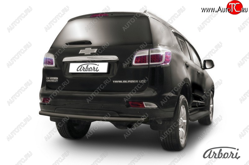 6 029 р. Защита заднего бампера Arbori (черная, 1 труба d57 mm). Chevrolet Trailblazer GM800 дорестайлинг (2012-2016)  с доставкой в г. Белгород
