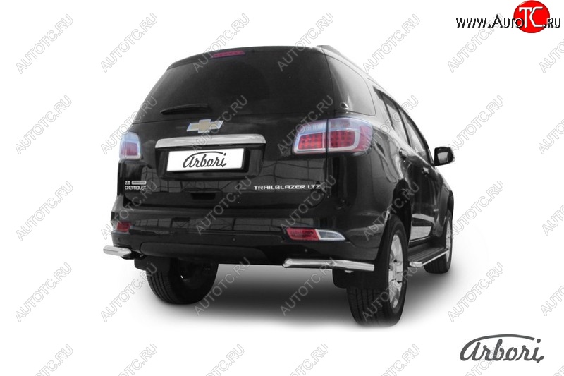 10 549 р. Защита заднего бампера Arbori (уголки, нержавейка, 1 труба d57 mm). Chevrolet Trailblazer GM800 дорестайлинг (2012-2016)  с доставкой в г. Белгород