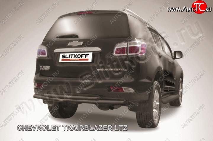 9 649 р. Защита заднего бампера из труб d 57 и d42 Slitkoff Chevrolet Trailblazer GM800 дорестайлинг (2012-2016) (Цвет: серебристый)  с доставкой в г. Белгород