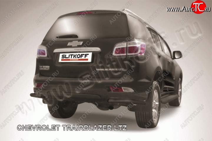 6 499 р. Защита заднего бампера из труб d42 Slitkoff (уголки) Chevrolet Trailblazer GM800 дорестайлинг (2012-2016) (Цвет: серебристый)  с доставкой в г. Белгород