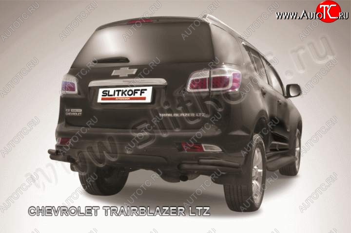 7 599 р. Защита заднего бампера из уголков d57+d42 Slitkoff Chevrolet Trailblazer GM800 дорестайлинг (2012-2016) (Цвет: серебристый)  с доставкой в г. Белгород