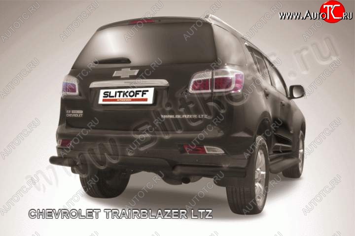 7 999 р. Защита заднего бампера из уголков d76 Slitkoff Chevrolet Trailblazer GM800 дорестайлинг (2012-2016) (Цвет: серебристый)  с доставкой в г. Белгород