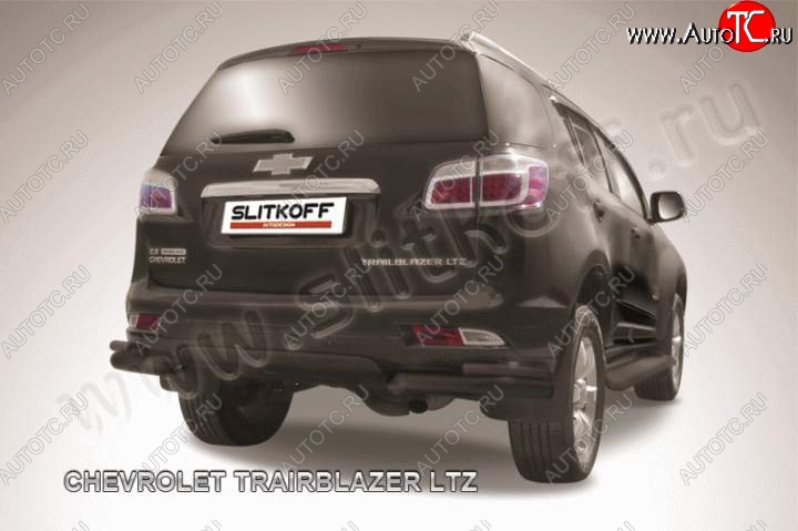 10 949 р. Защита заднего бампера из уголков d76+d42 Slitkoff Chevrolet Trailblazer GM800 дорестайлинг (2012-2016) (Цвет: серебристый)  с доставкой в г. Белгород