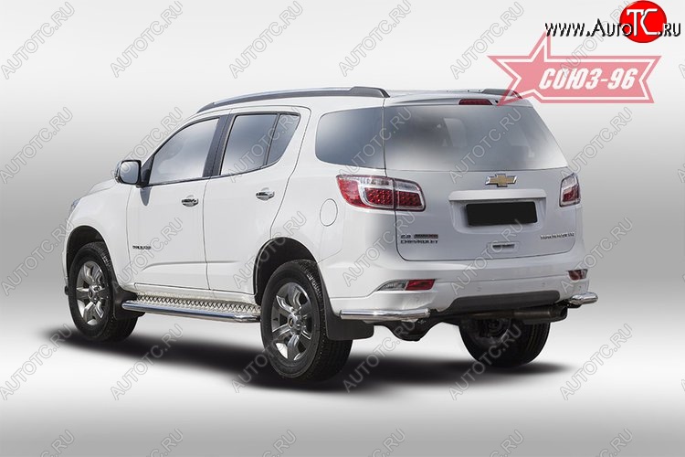 10 574 р. Защита заднего бампера из боковых уголков Souz-96 (d60) Chevrolet Trailblazer GM800 дорестайлинг (2012-2016)  с доставкой в г. Белгород